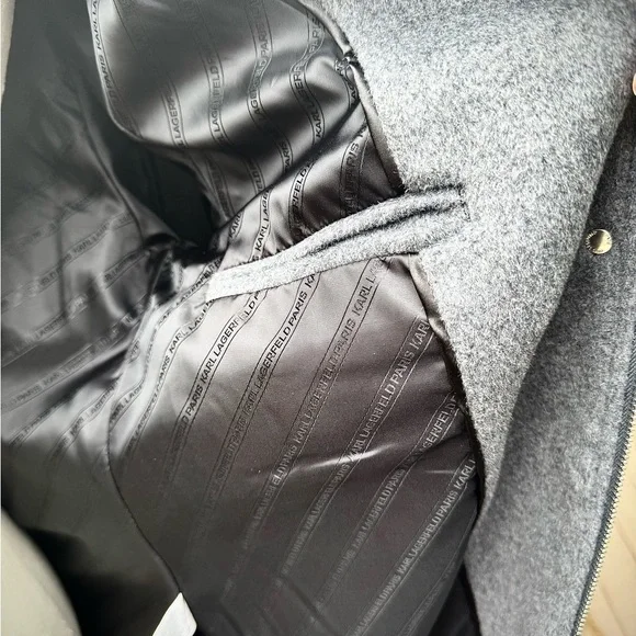 KARL LAGERFELD NWT WINTER ZIP AND SNAP COAT IN HEATHER GRAY XL - Picture 12 of 16